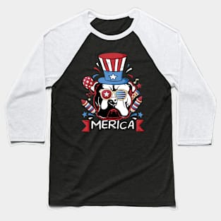 French Bulldog Merica 4th of July Funny Men Boys Dog Puppy Baseball T-Shirt